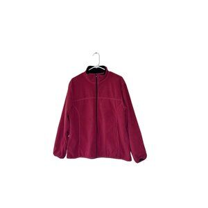 Lands End Womens Fleece Full-Zip Jacket Zippered Inner Pockets Fall Layering  XL